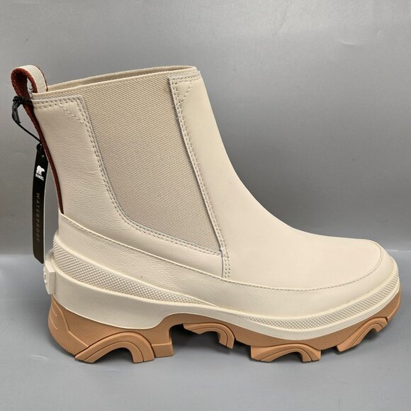 SOREL Brex Chelsea Boot Pull On Ankle Bootie Natural Sea Salt Leather Size 10 - Picture 1 of 13